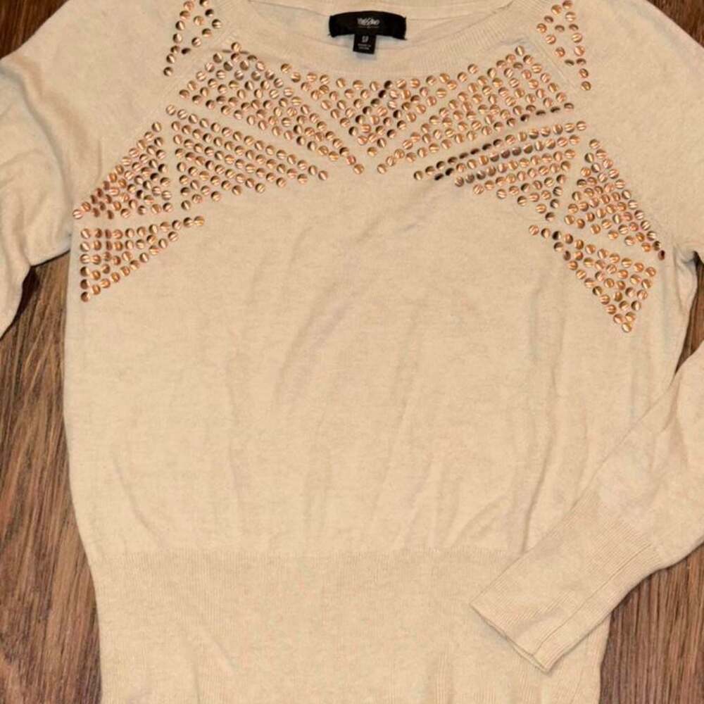 Mossimo Studded Cream Long Sleeve Sweater